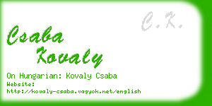 csaba kovaly business card